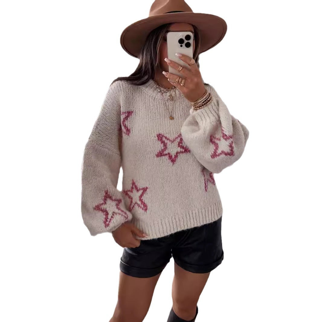 Damen modischer Strickpullover mit Sternenmotiv und kuscheliger Passform Drune