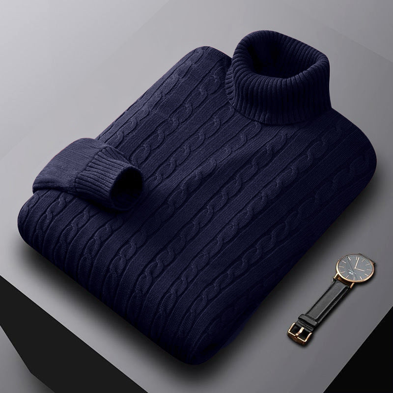 Herren nan grob gestrickter Rollkragenpullover mit Zopfmuster und wärmender Strickstruktur Drune