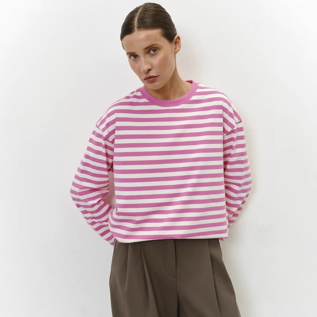Damen Lässiges gestreiftes Langarmshirt Drune