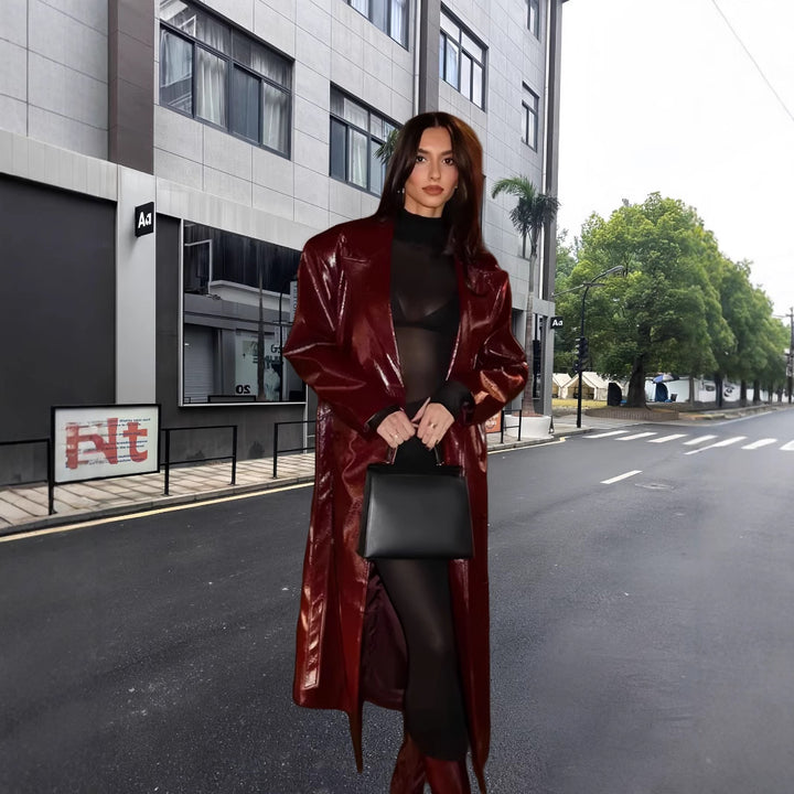 Damen Eleganter und figurbetonter Maxikleid mit transparenten Einsätzen Drune