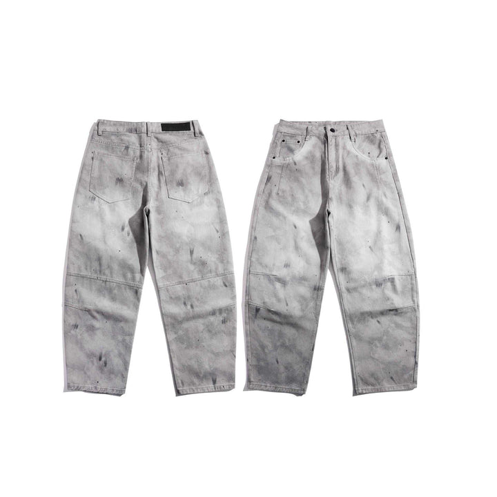 Damen Hochtaillierte Baggy-Jeans im Used-Look mit Knie-Patches Drune