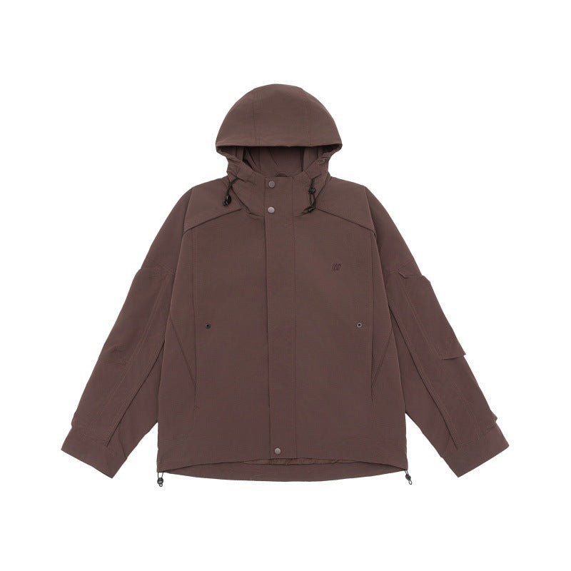Unisex Technische Kapuzen‑Fieldjacke im Boxy‑Cut mit verdeckter Front und Multifunktions‑Taschen Drune
