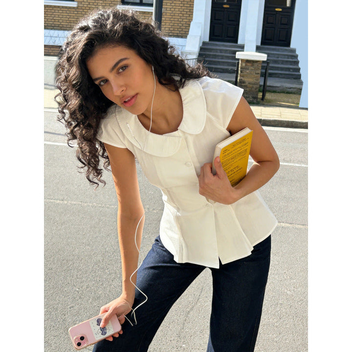Damen Blusenshirt mit elegantem Kragen und tailliertem Schnitt Drune