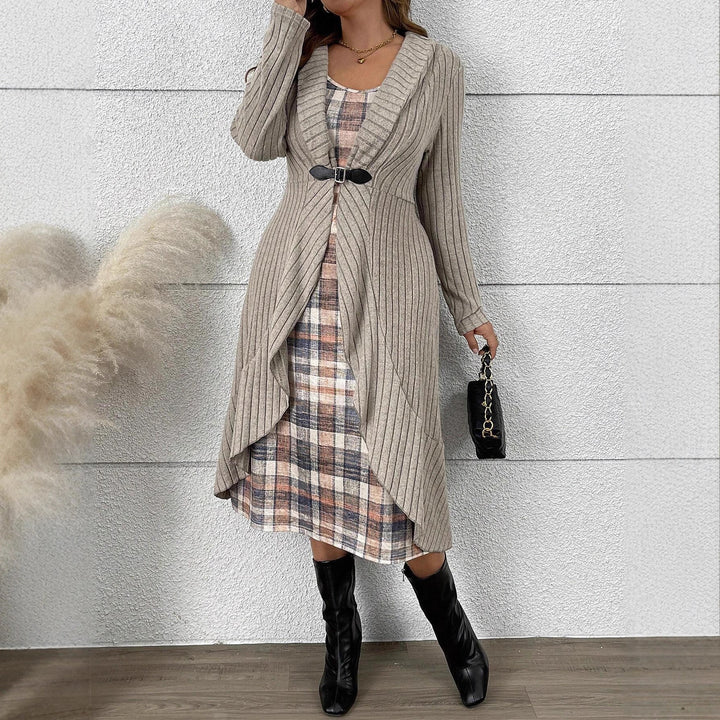 Damen Raffinierter Strickmantel mit Gürtel Drune