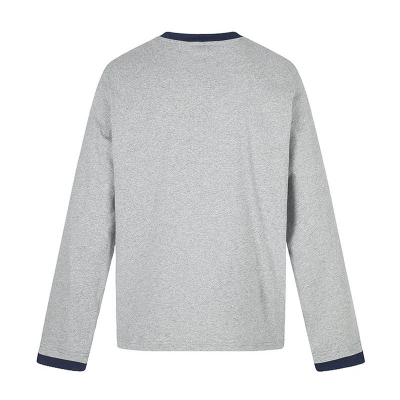 Herren Baumwoll-Langarmshirt Sweatshirt mit Adler-Print und Kontrastbündchen Drune