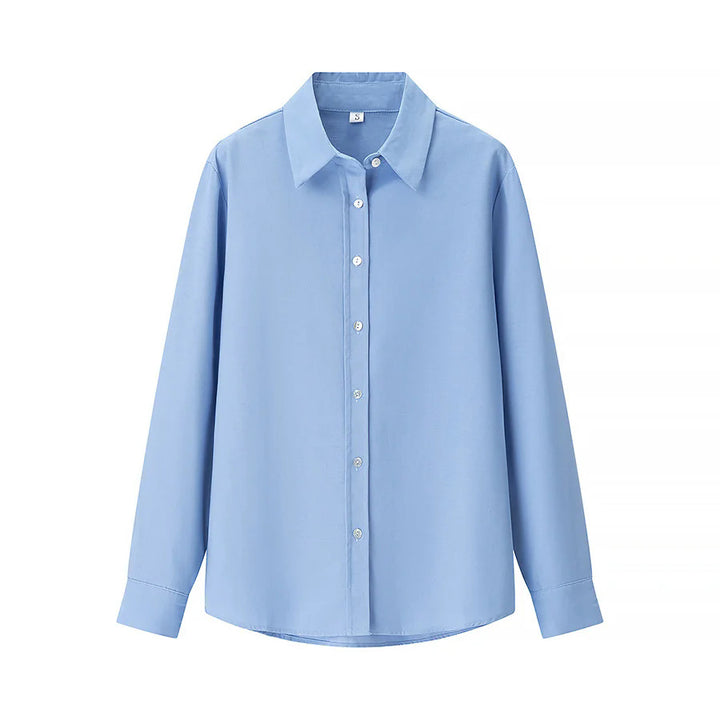 Damen nan lässige oversized Boyfriend-Bluse mit Hemdkragen, verdeckter Knopfleiste und abgerundetem Saum Drune