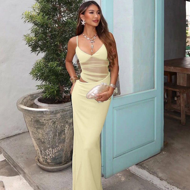 Damen Figurnahes Kleid mit transparenter Einsätze Drune