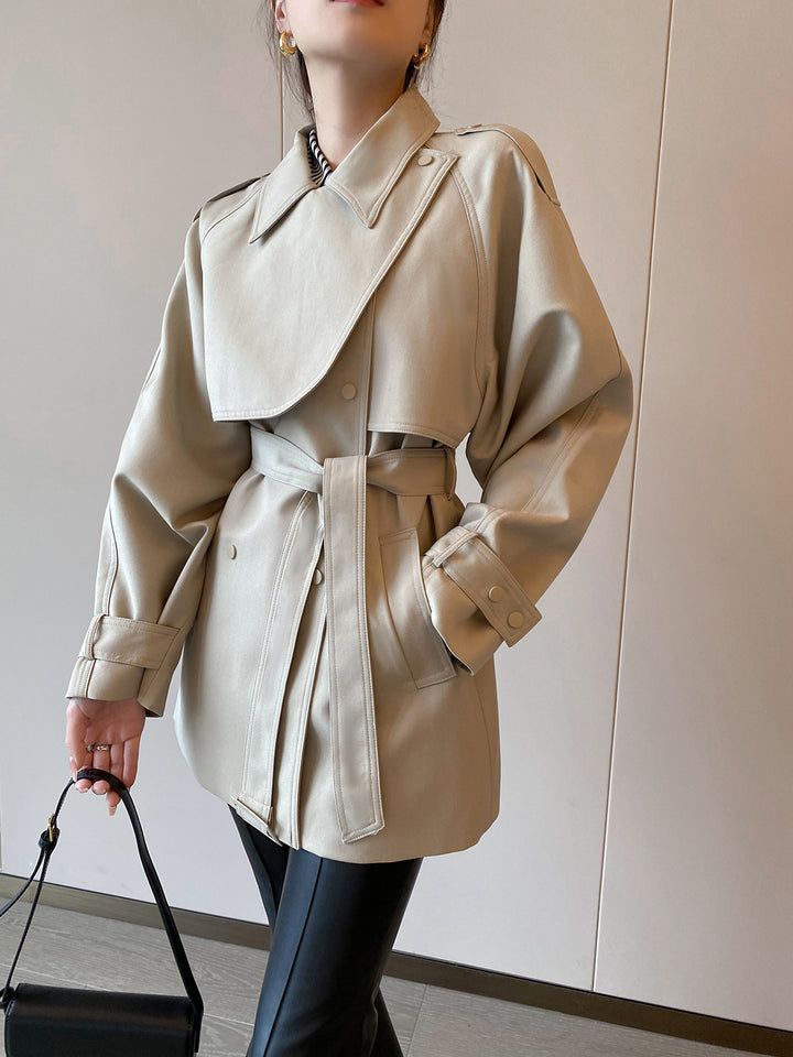 Damen Modernes Trenchcoat mit Taillengürtel Drune
