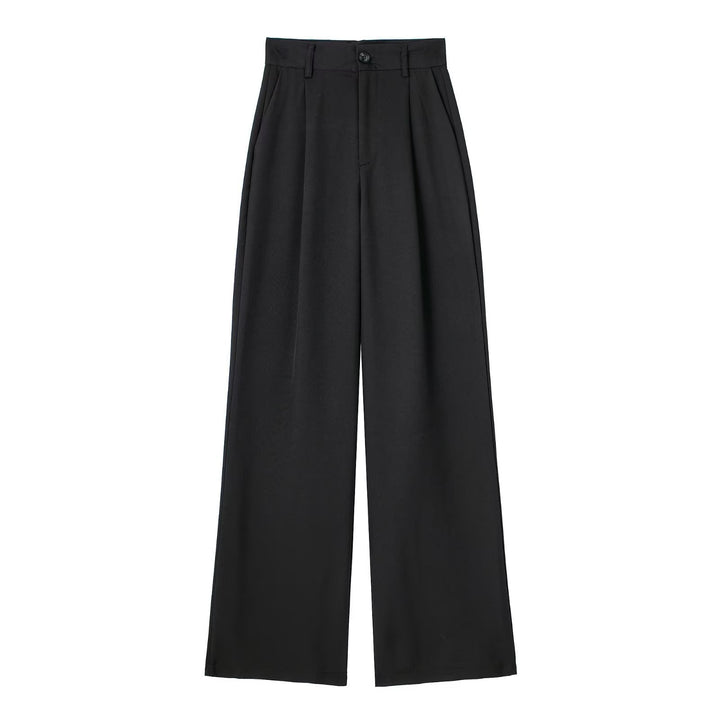 Damen Weite Highwaist-Bundfaltenhose mit Bügelfalte und seitlichen Eingrifftaschen Drune