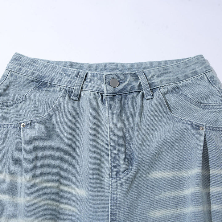 Damen Hochtaillierte weite Cropped-Jeans mit Bundfalten und Utility-Taschen Drune