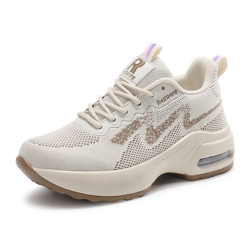 Damen nan modischer Strick-Fitness-Sneaker mit ergonomischer Rocker-Sohle und integrierter Dämpfungskammer Drune