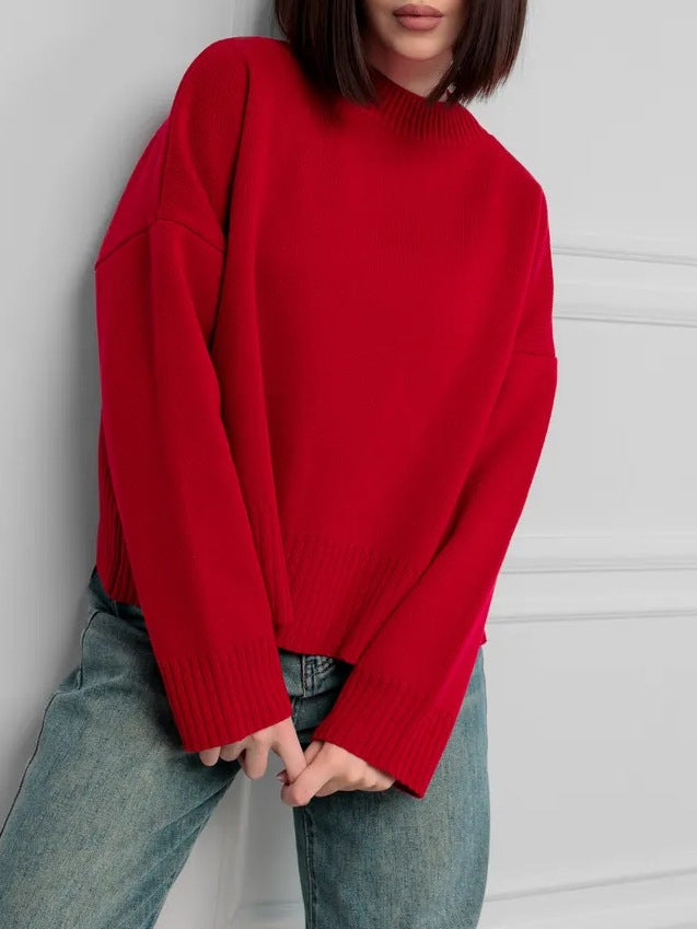 Damen Bequemer Strickpullover mit Rundhalsausschnitt