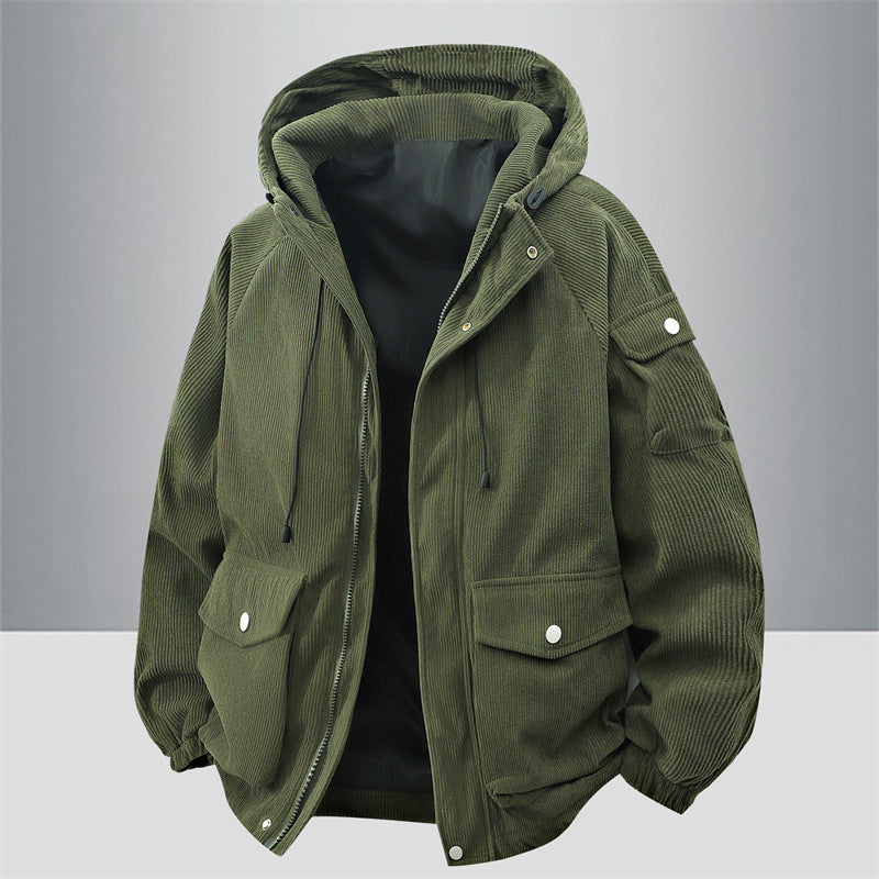 Herren Modische Outdoorjacke mit Kapuze Drune