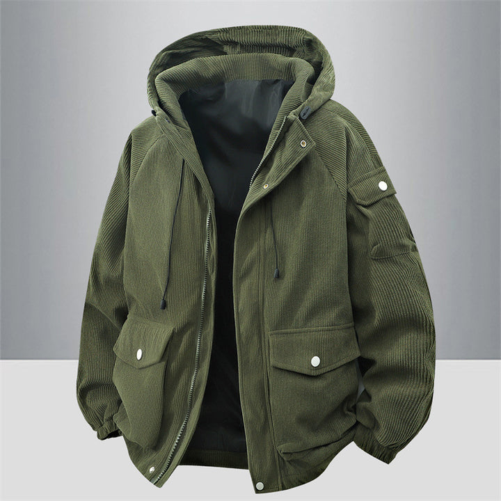 Herren Modische Outdoorjacke mit Kapuze Drune