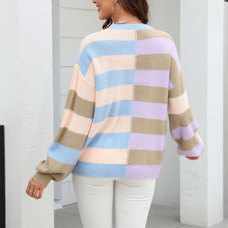 Drune | Farbiger Gestreifter Strickpullover Mit Stil