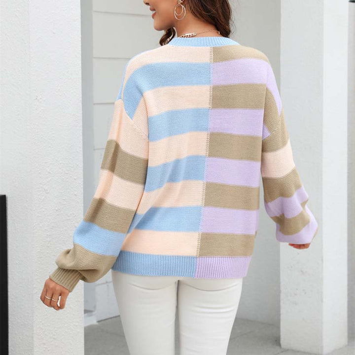 Drune | Farbiger Gestreifter Strickpullover Mit Stil