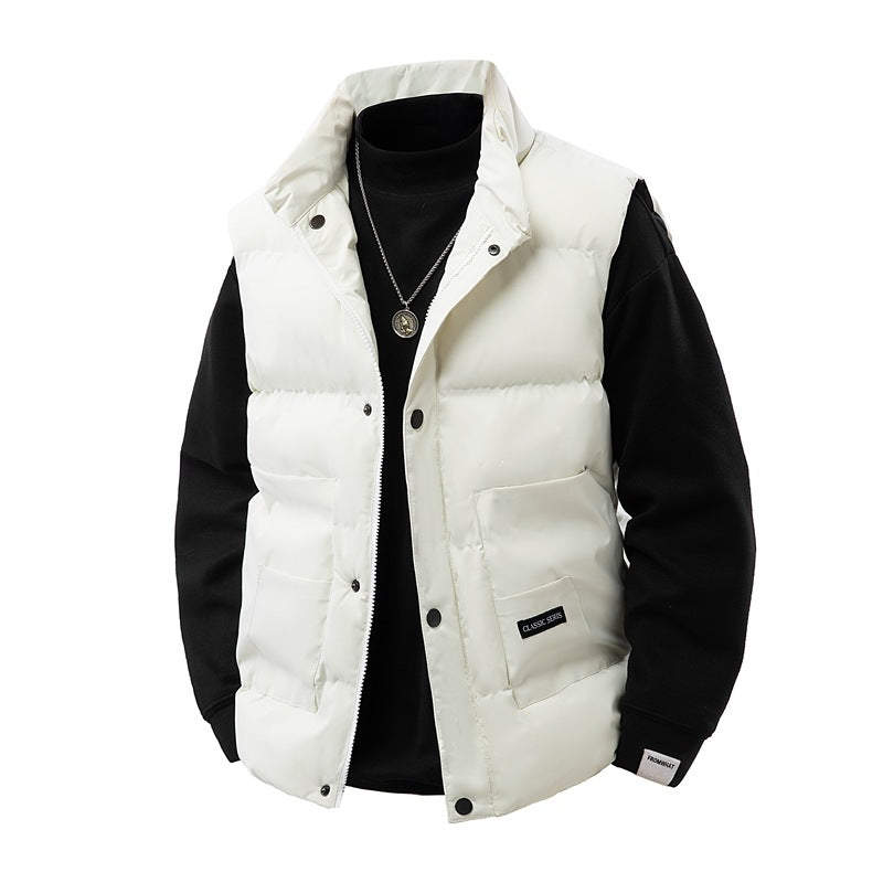 Herren Thermo‑Steppweste mit hoher Kragenblende, Druckknopf‑Front & aufgesetzten Utility‑Taschen Drune