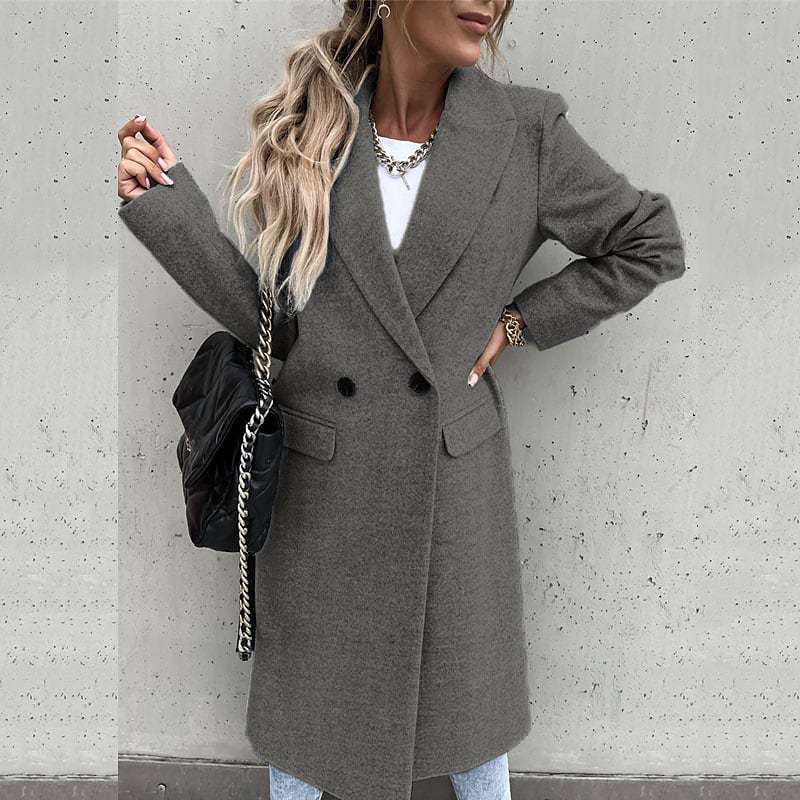 Damen eleganter Langblazer mit Taschen und schmalem Schnitt Drune