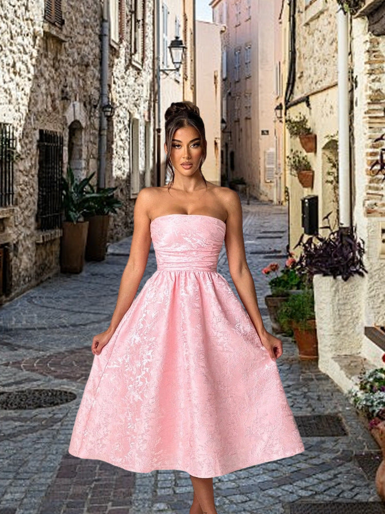 Damen Cocktailkleid mit elegantem Bustier-Oberteil und schwingendem Rock Drune