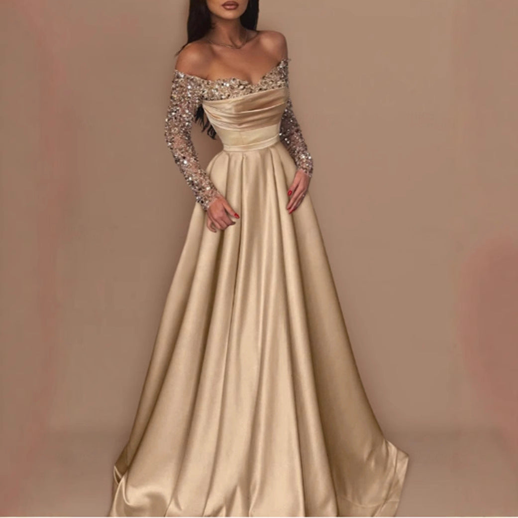 Damen Elegantes Abendkleid mit schimmerndem Oberteil und tailliertem Schnitt Drune