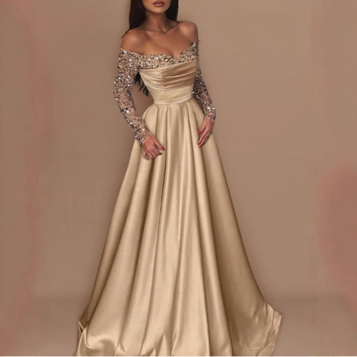 Damen Elegantes Abendkleid mit schimmerndem Oberteil und tailliertem Schnitt Drune