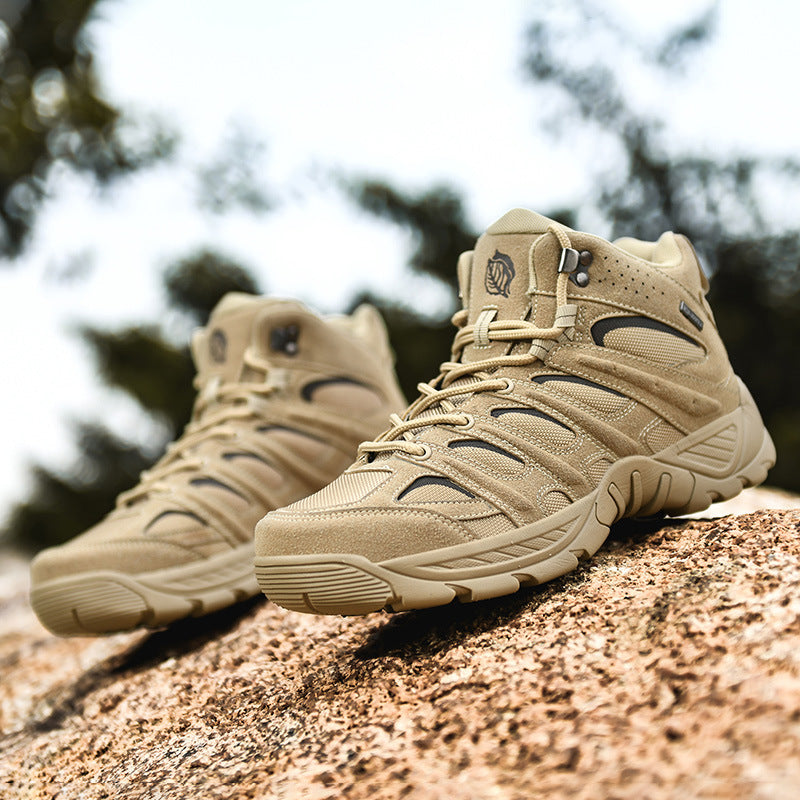Herren Knöchelhohe Wüsten‑Tactical Trekkingstiefel aus Velours‑Cordura mit stoßdämpfender Trailsohle Drune