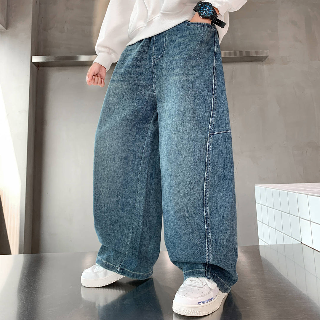 Unisex lockere Denim-Hose mit weitem Schnitt Drune