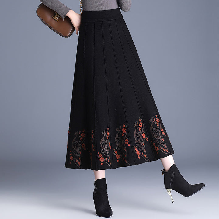 Damen Eleganter Maxirock mit floralem Spitzenabschluss Drune