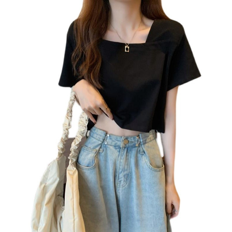 Damen Cropped T-Shirt mit modernen Details Drune