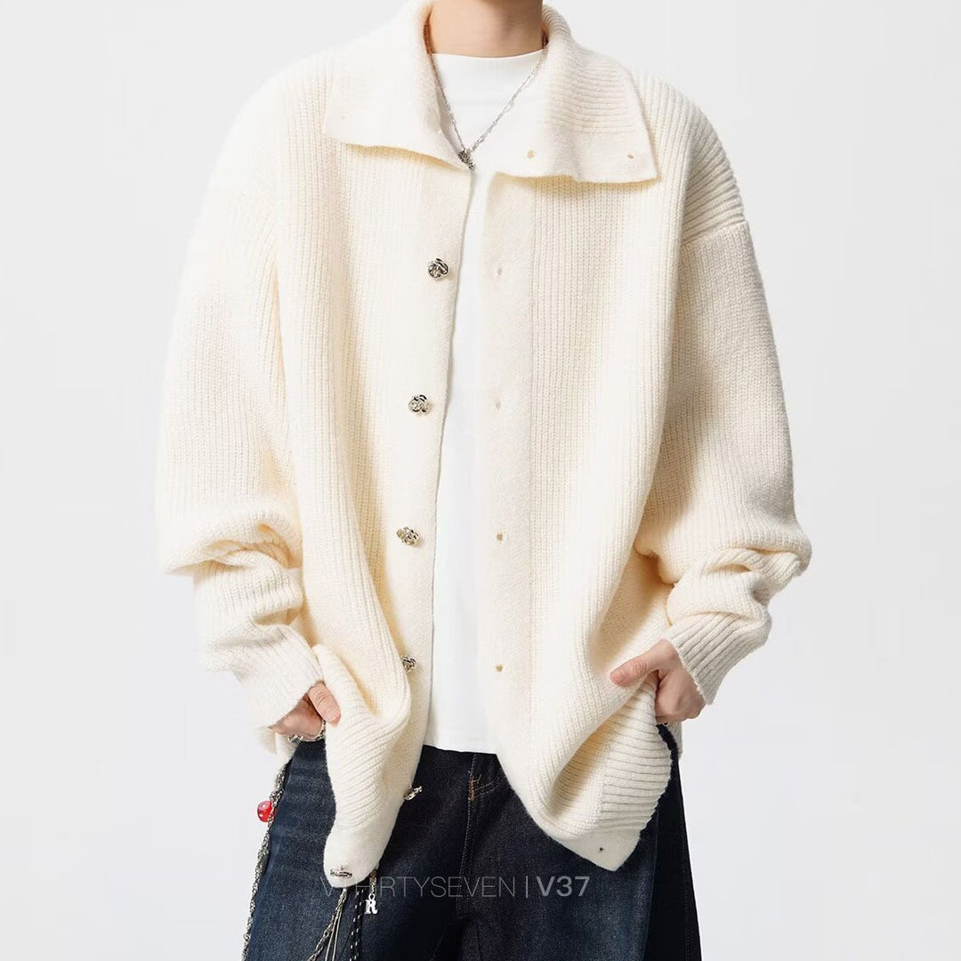 Unisex Oversized Strickjacke mit Knopfleiste Drune