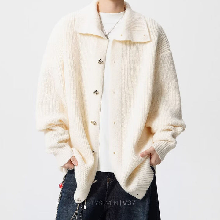 Unisex Oversized Strickjacke mit Knopfleiste Drune