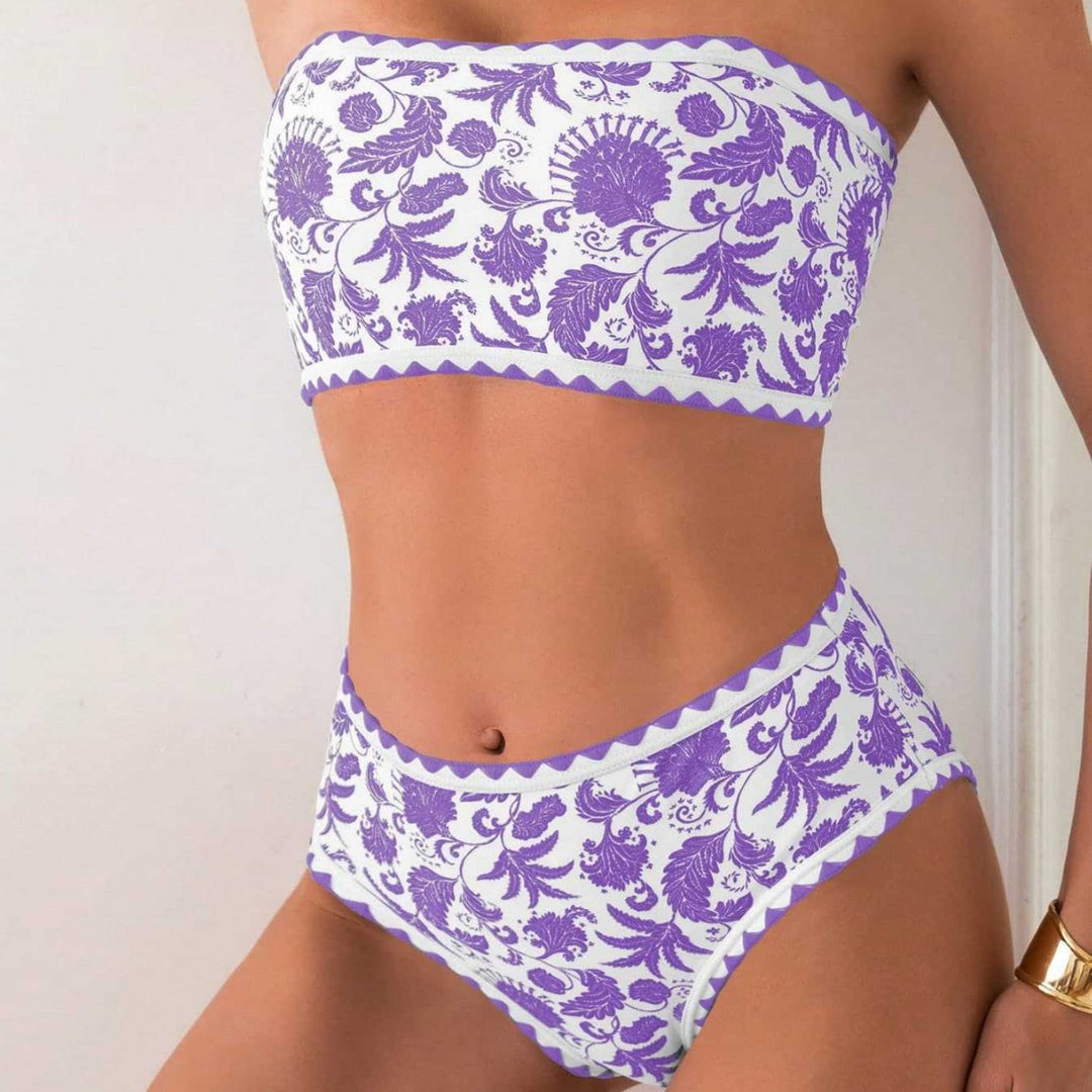 Damen Bandeau-Bikini mit trendigem floralen Design Drune