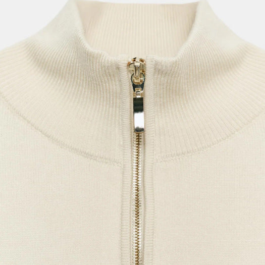 Damen Gestreifter Cropped‑Strickpullover mit Stehkragen und voluminösen Ballonärmeln Drune