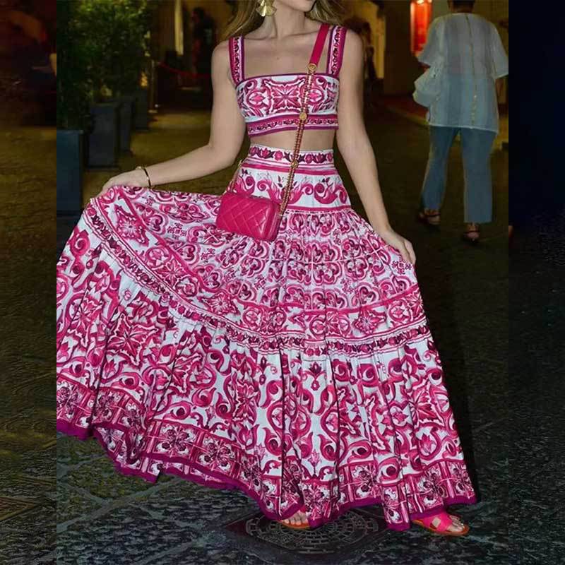 Damen Maxi Kleid mit aufwendigem floralem Druck Drune