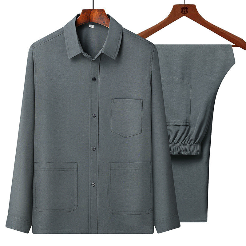 Herren nan leichtes Freizeit-Set mit Hemdjacke und elastischer Bundhose Drune