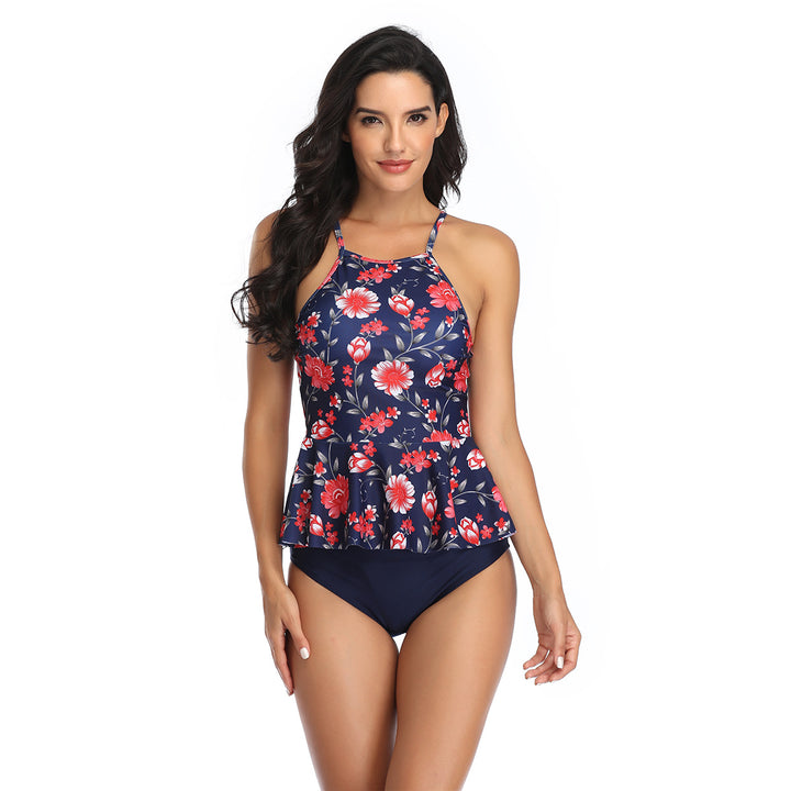 Damen Bademode mit femininer Rüsche und floralen Applikationen Drune