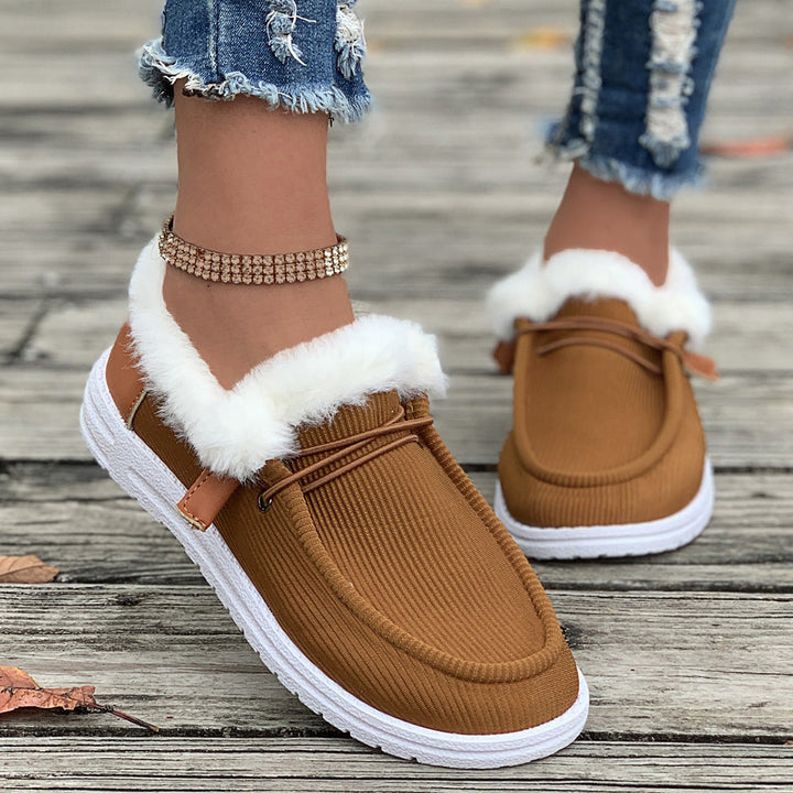 Damen Flauschige Slip-On Hausschuhe mit weichem Innenfutter Drune
