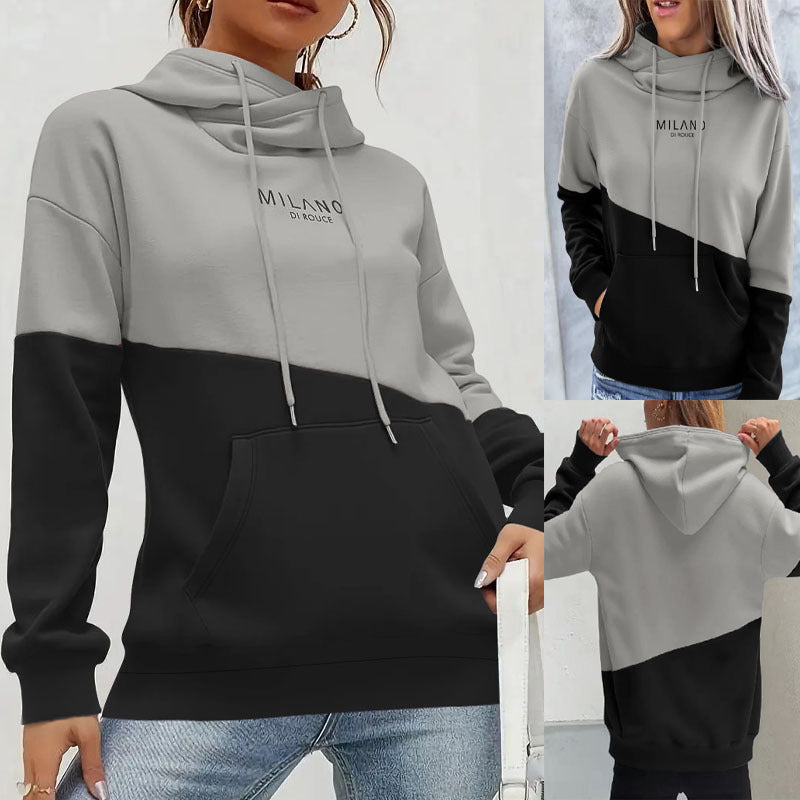 Damen Kapuzenpullover mit Colourblock, Kängurutasche und Oversize-Passform Drune