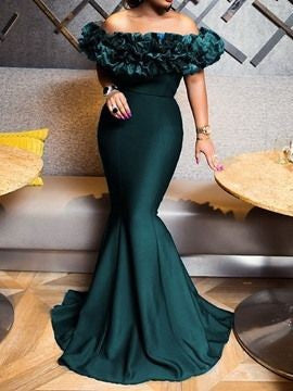 Damen Abendkleid mit voluminösem Rüschensaum Drune