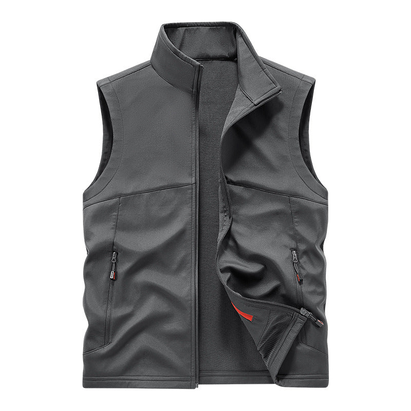 Herren atmungsaktive Softshell-Outdoorweste mit hochschließendem Stehkragen und fleecegefütterter Innenseite Drune