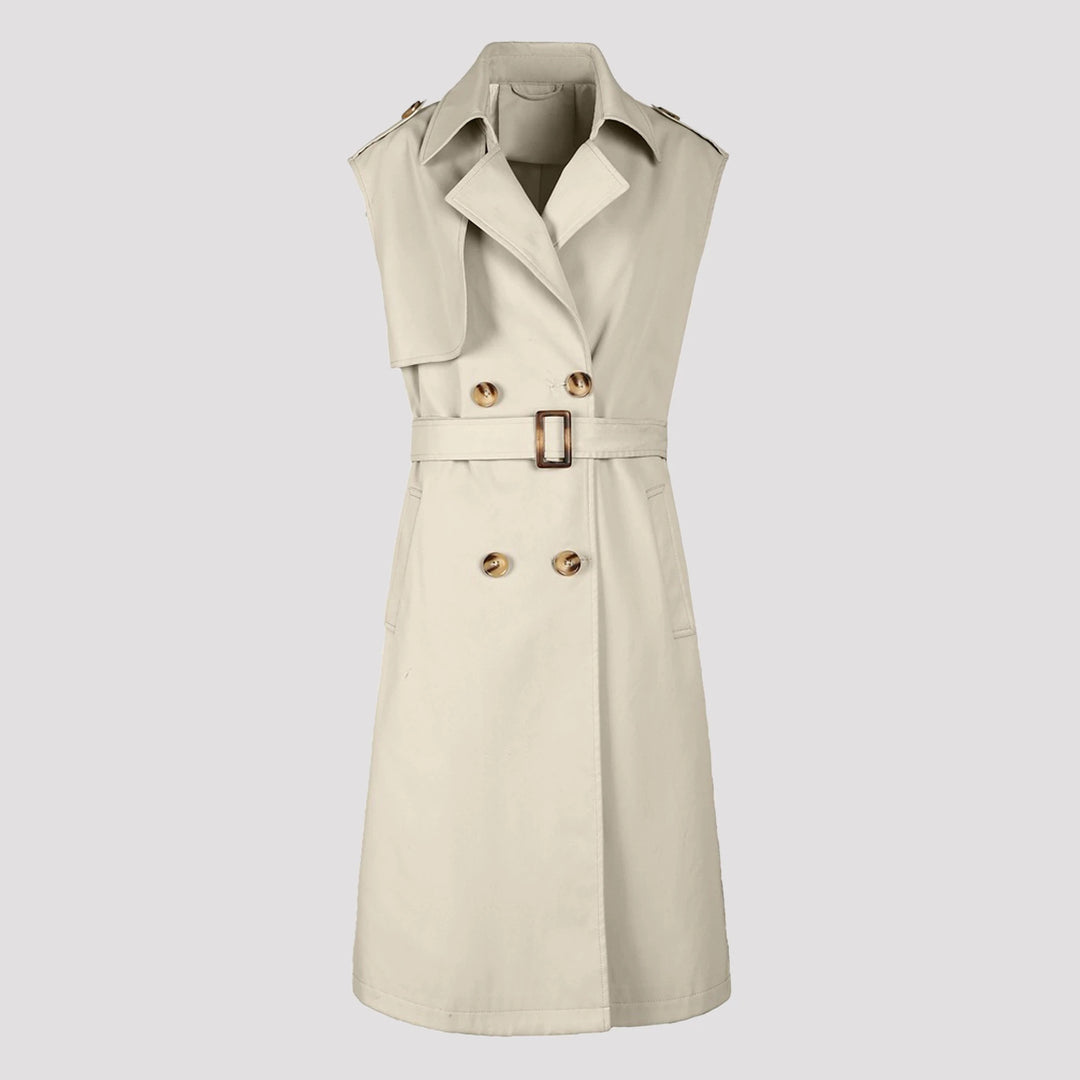 Damen Eleganter Trenchcoat ohne Ärmel Drune