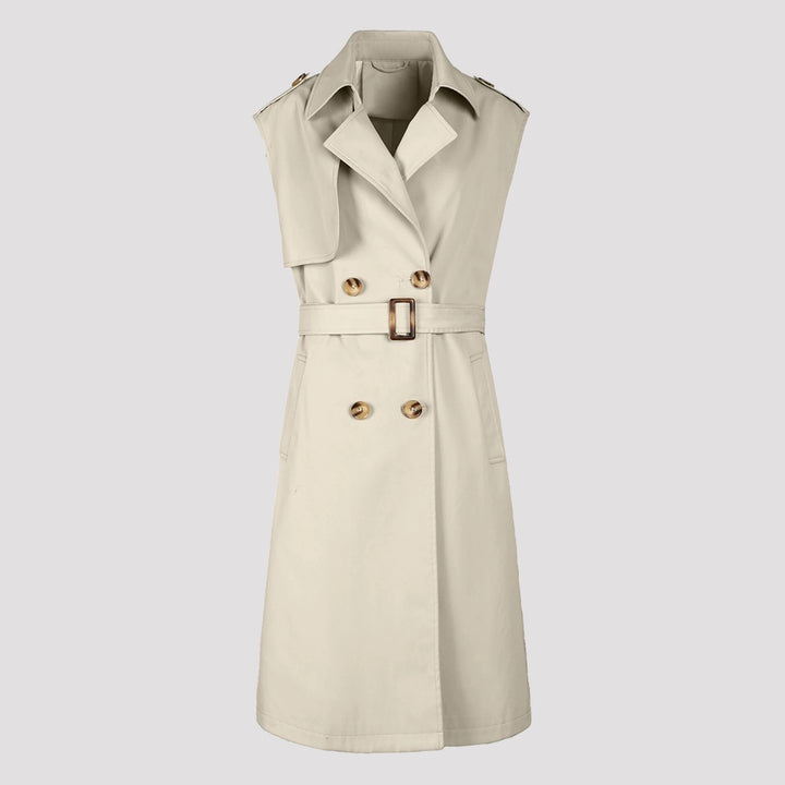 Damen Eleganter Trenchcoat ohne Ärmel Drune