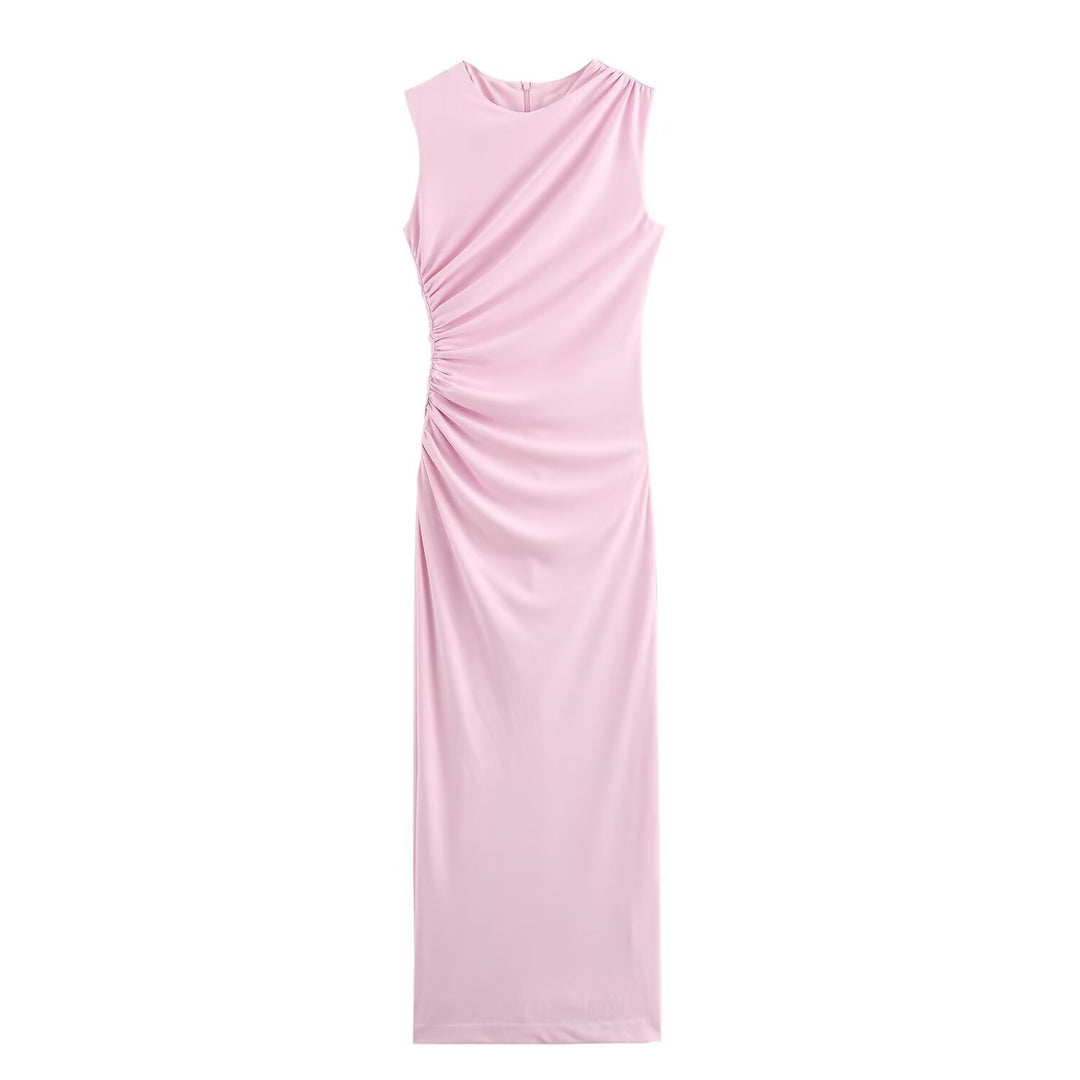Damen elegantes Maxikleid mit raffinierten Drapierungen Drune