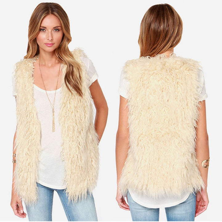 Damen Ärmellose Shaggy‑Kunstfellweste mit langfaserigem Hochflor und offenem Saum Drune