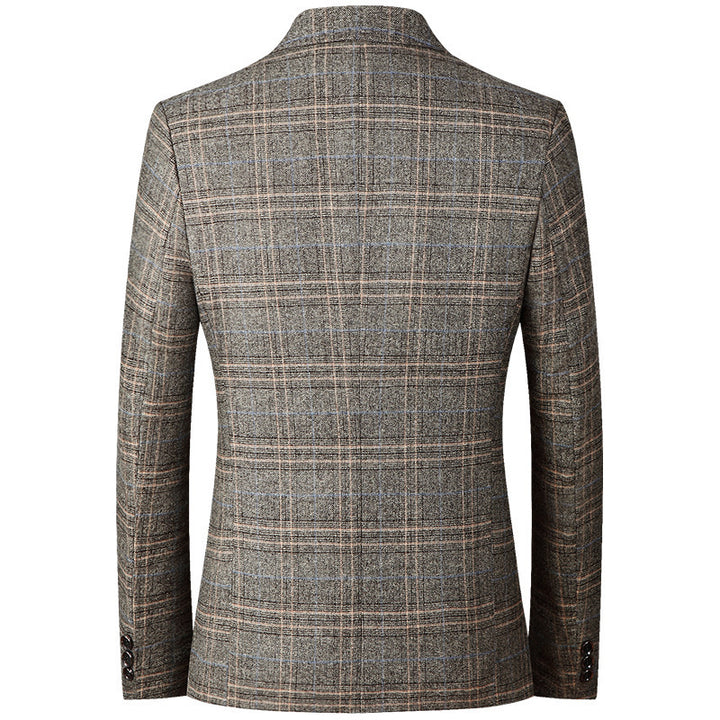 Herren Kariertes Wollmix-Sakko Slim Fit mit schmalem Revers Drune