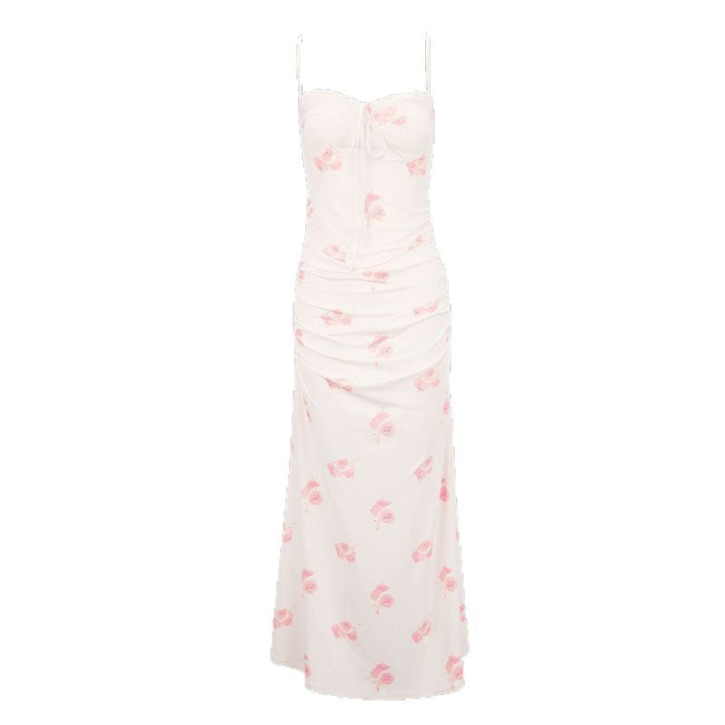 Damen Maxikleid mit zarten Rüschendetails und floralem Mustermix Drune