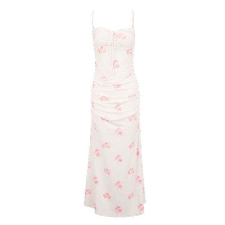 Damen Maxikleid mit zarten Rüschendetails und floralem Mustermix Drune