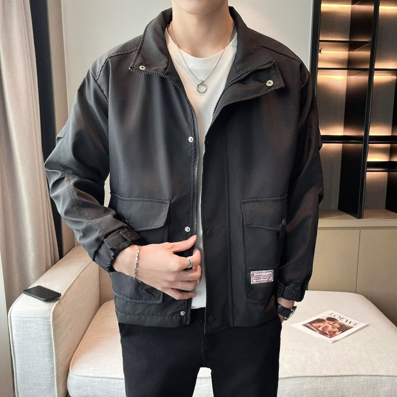Unisex modische Utility-Jacke mit hohem Kragen Drune