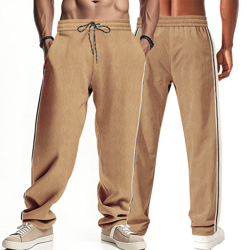 Herren Bequeme Freizeithose mit seitlichen Streifen und elastischem Bund Drune