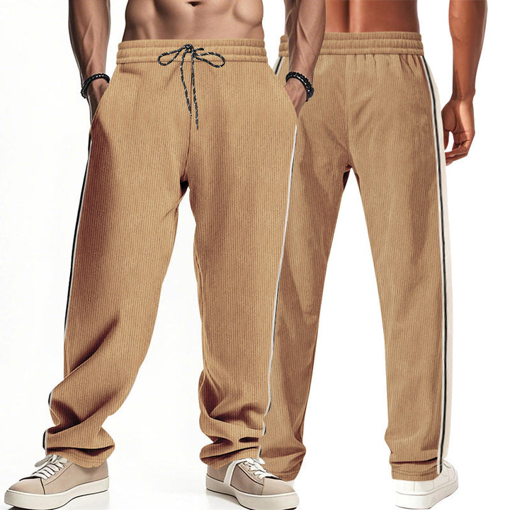 Herren Bequeme Freizeithose mit seitlichen Streifen und elastischem Bund Drune